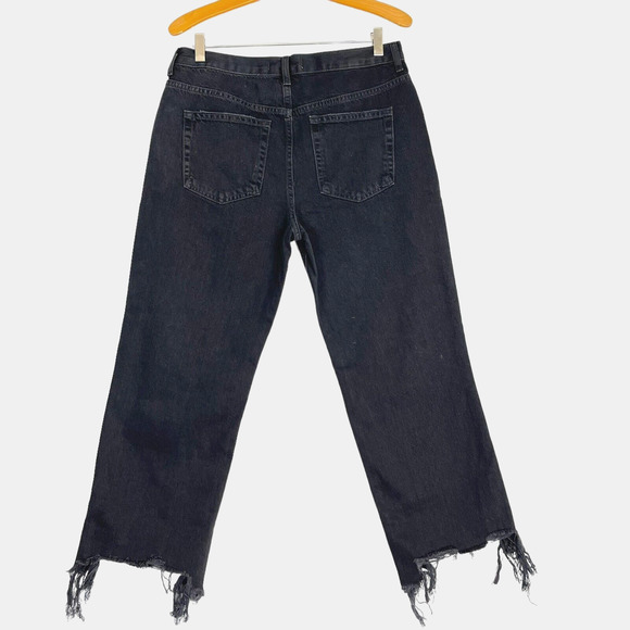 Free People Maggie Mid Rise Straight Jeans Sz 30 Distressed Washed Black Denim - Picture 11 of 11